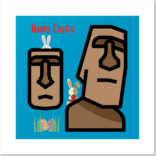 Happy Easter from Easter Island Wall Art by MelloHDesigns